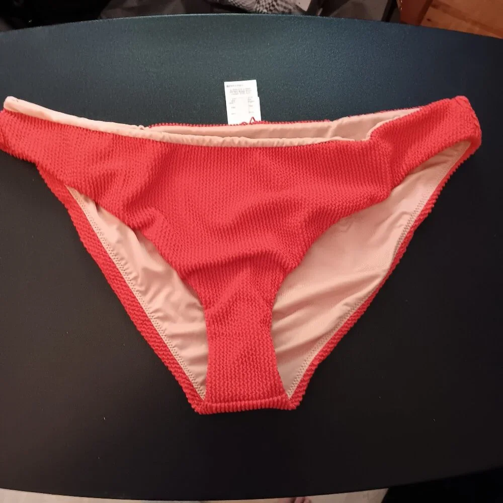 J Crew Women's Scrunchie Hipster Bikini Bottom Vivid Flame XXL NWT